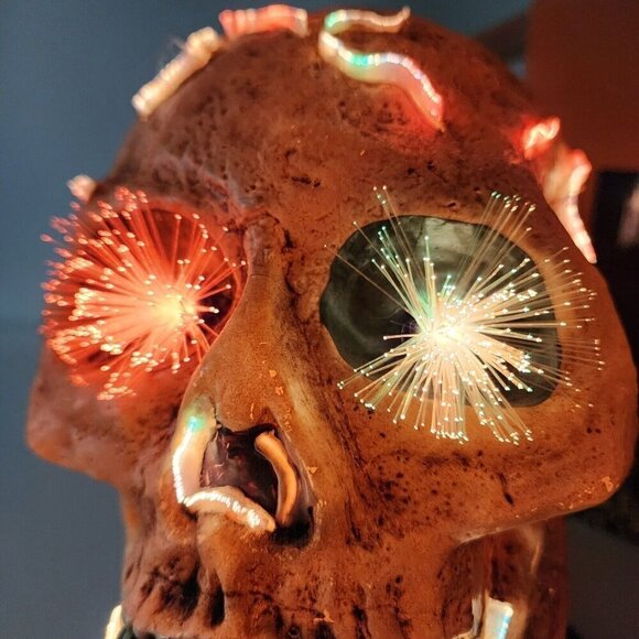RARE VINTAGE KURT ADLER FIBER OPTIC SKULL CHANGES COLORS HALLOWEEN SKELETON HEAD - Picture 9 of 16